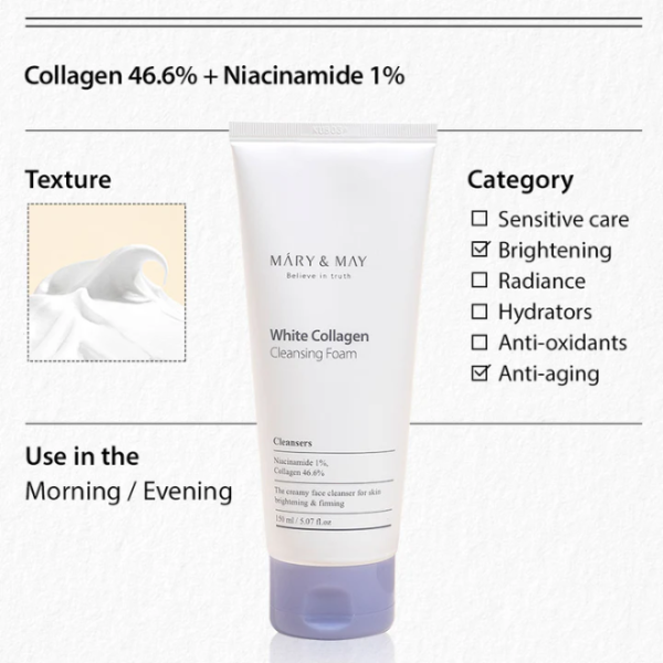 Mary&May White Collagen Cleansing Foam - Image 3