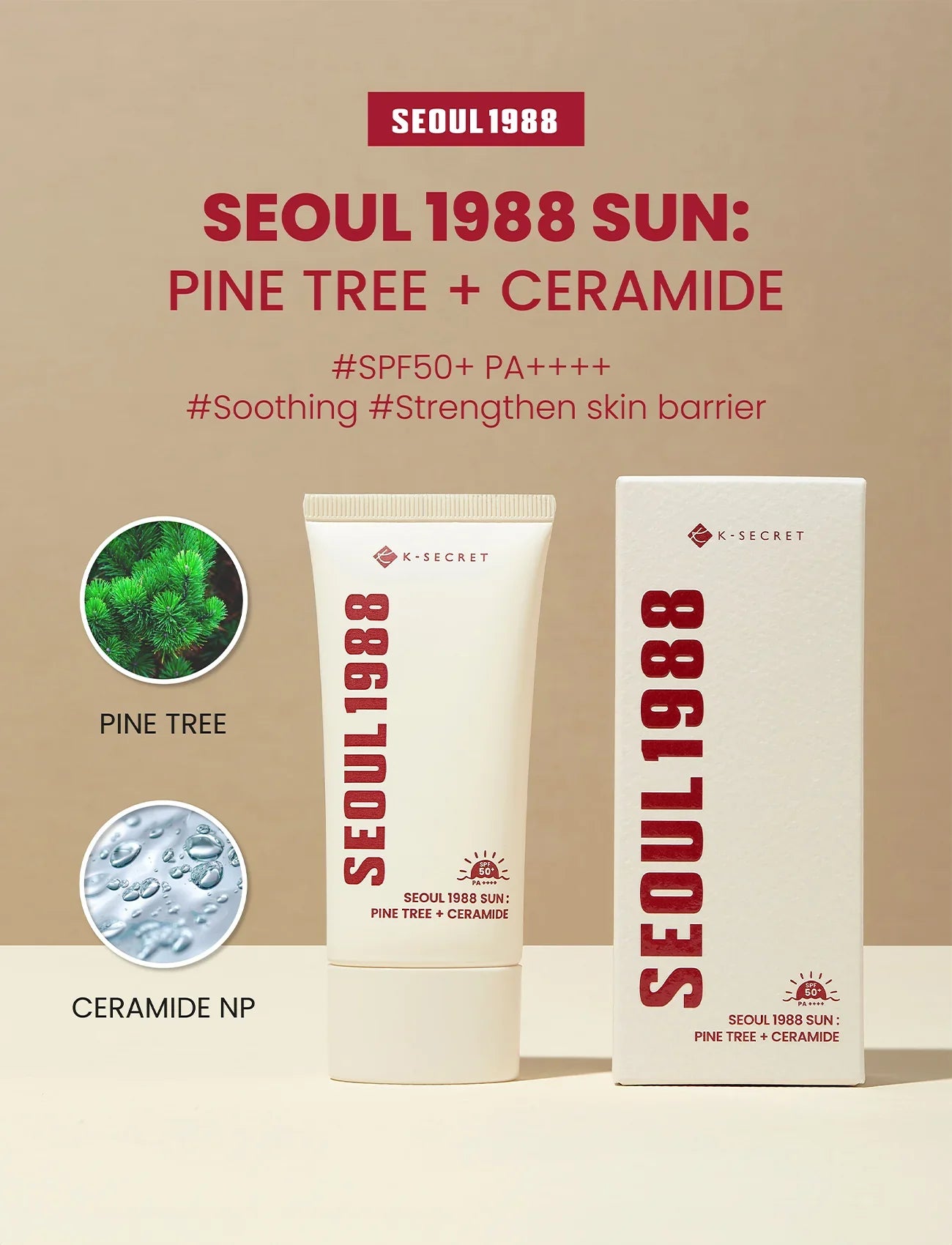 K-SECRET SEOUL 1988 Sun : Pine Tree + Ceramide - Ισχυρό αντηλιακό θρέψης για υγιές δέρμα - Image 3