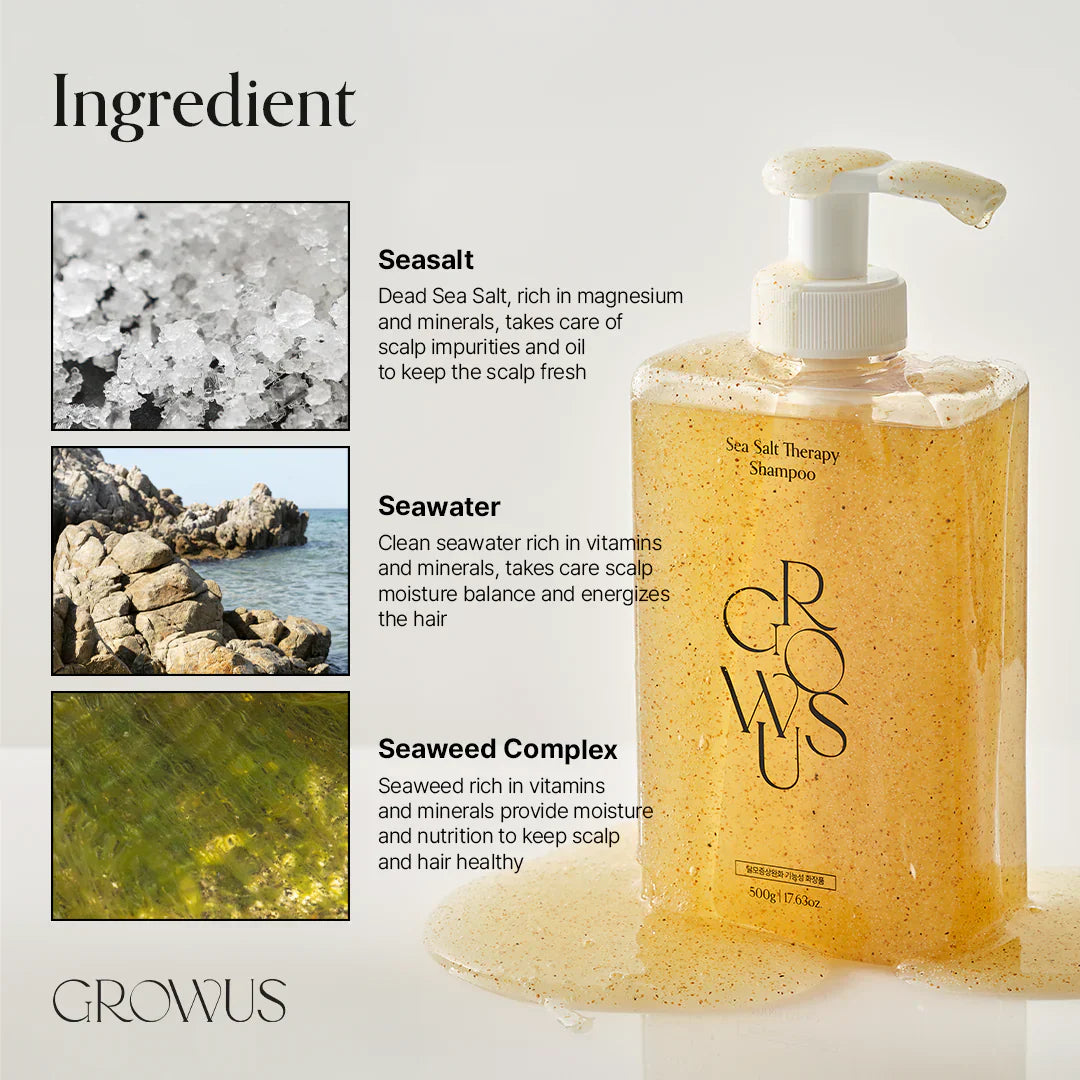 GROWUS Sea Salt Therapy Shampoo - Αναζωογονητικό Σαμπουάν για το Τριχωτό & τα Μαλλιά - Image 3
